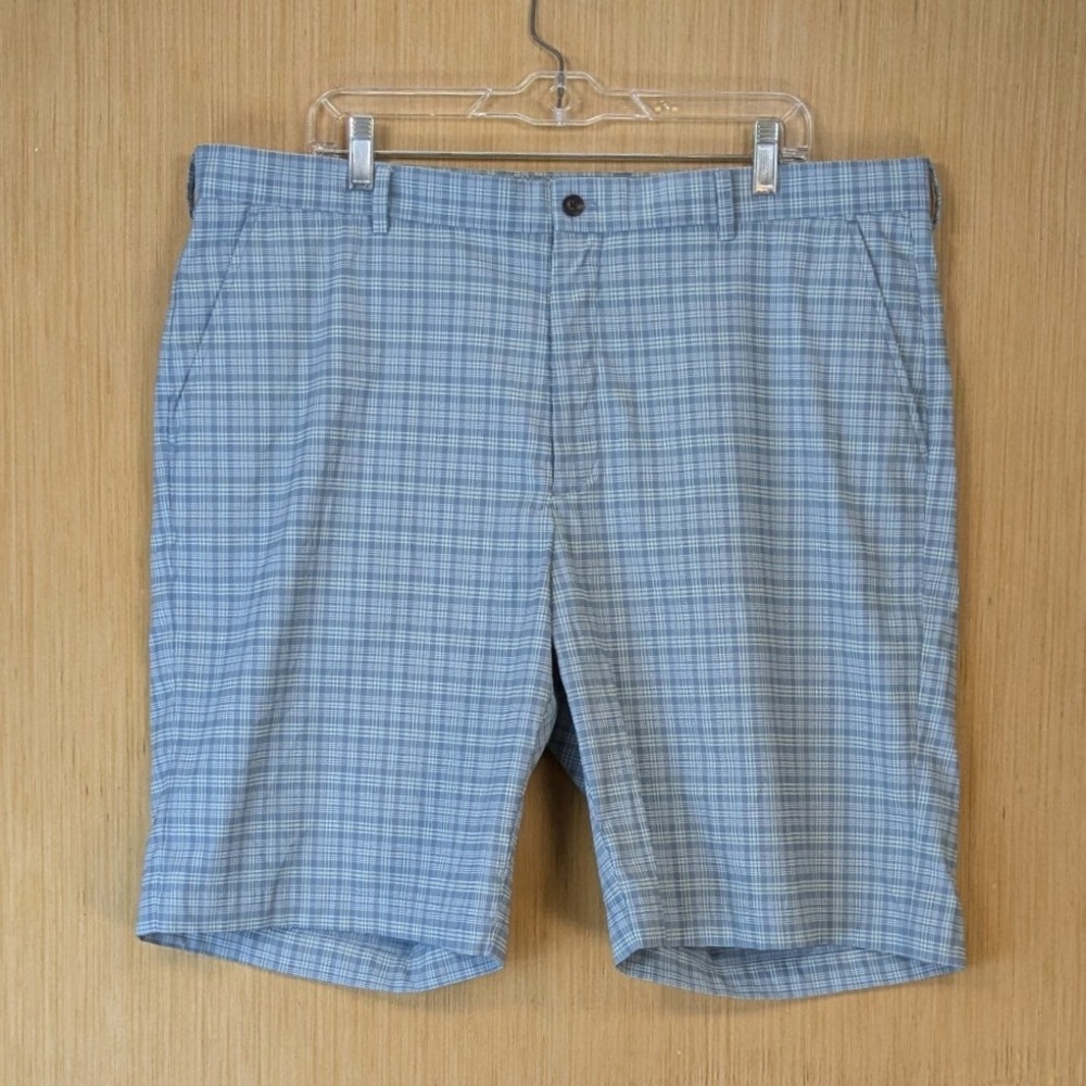 Greg Norman Mens Blue Plaid Golf Shorts Size 40 Performance Stretch Classic